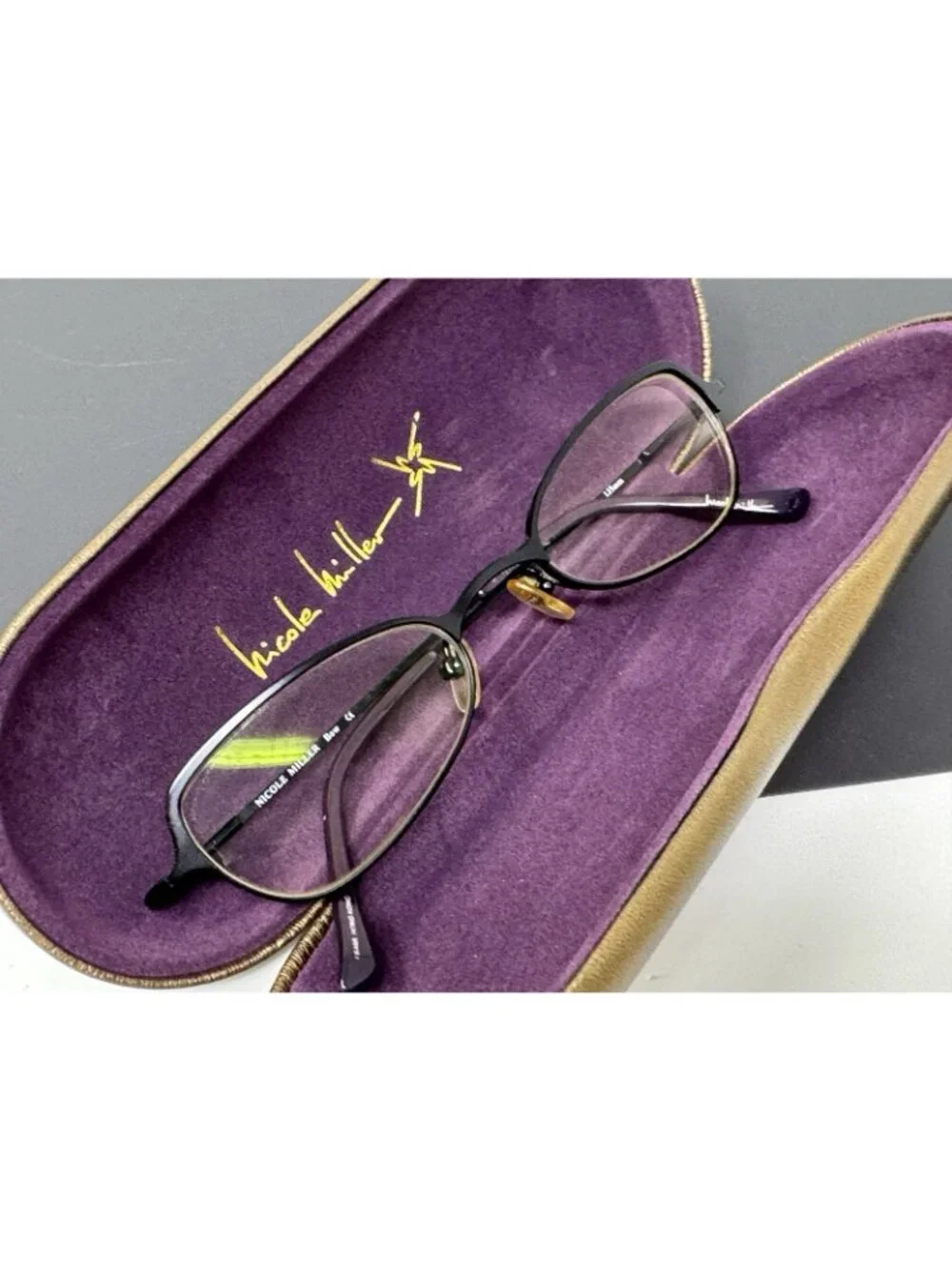 NICOLE MILLER BOW Ebony BLACK EYEGLASSES GLASSES METAL FRAME 49 [] 19 135